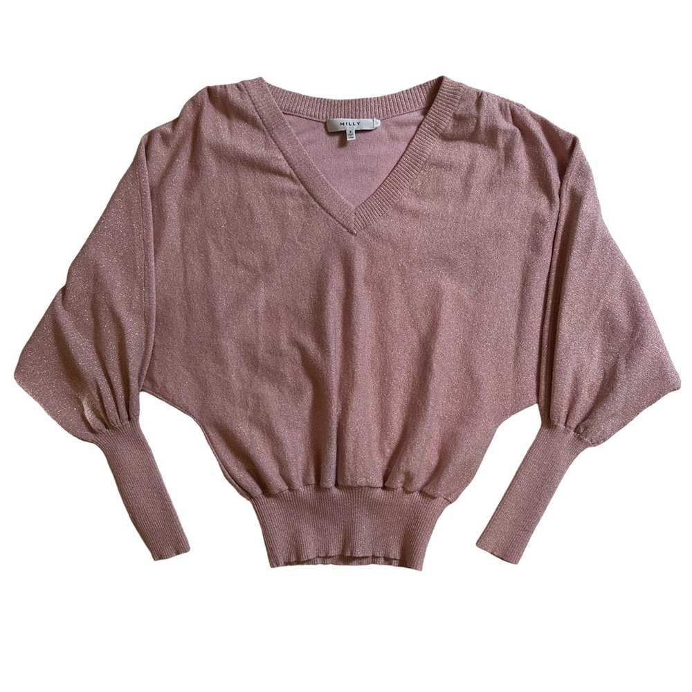 Milly Metallic V-Neck Dolman Top - Picture 2 of 9